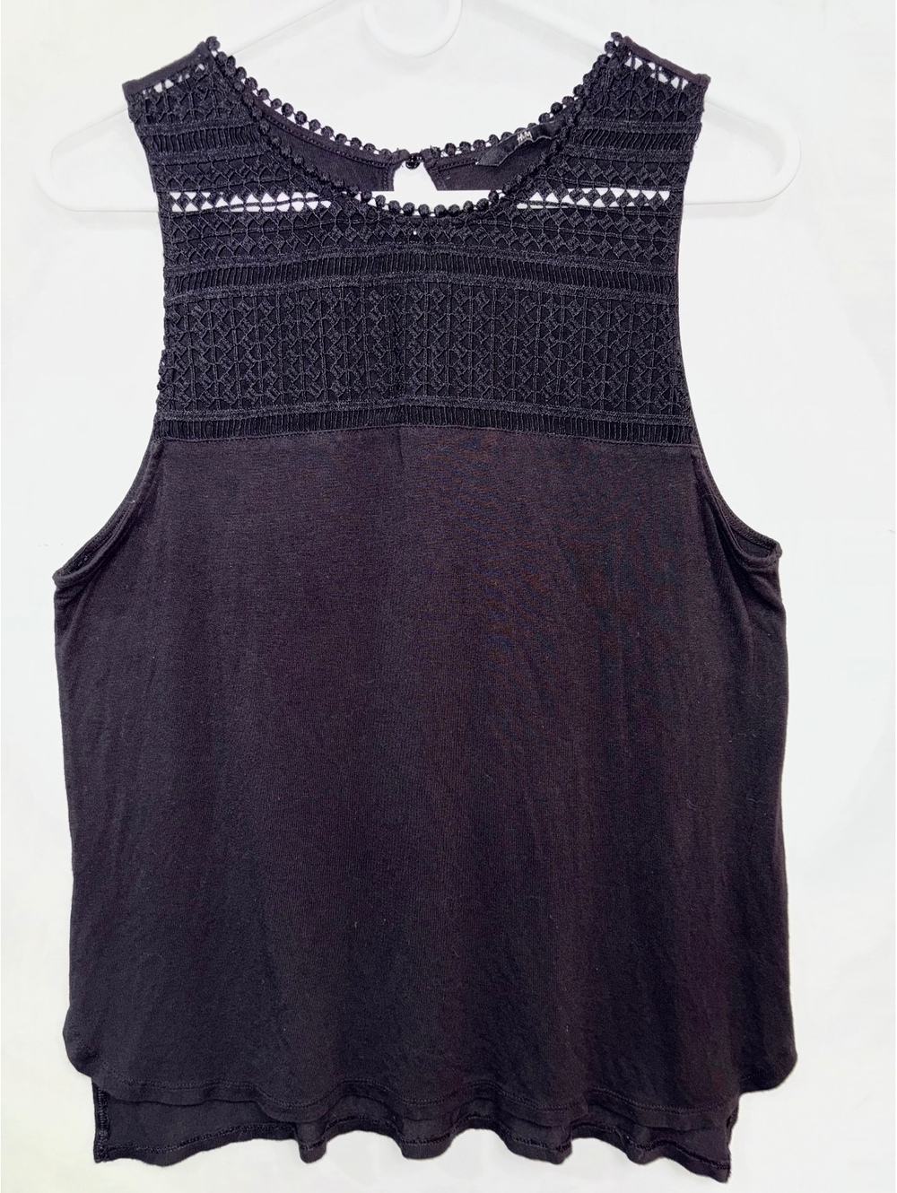 H&M Black Sleeveless Crochet Detail Top